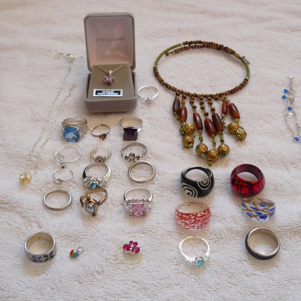 Jewelry Lot Sterling Silver Necklace Ring Most 7